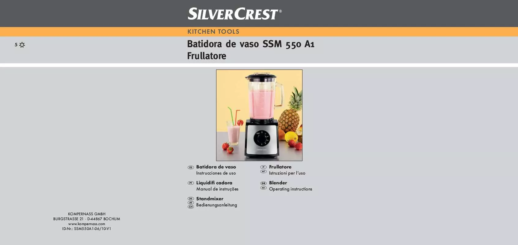 Mode d'emploi SILVERCREST SSM 550 A1 BLENDER