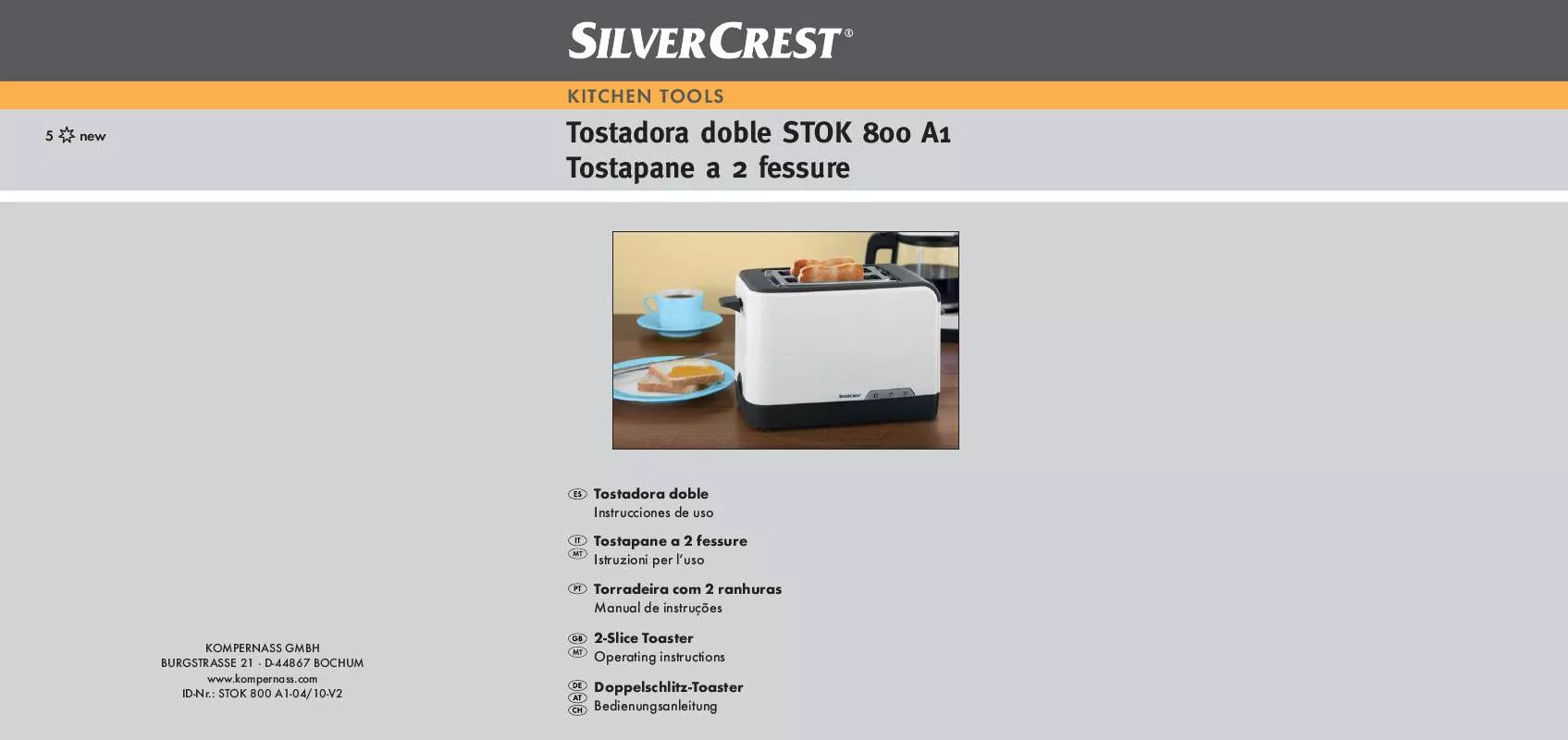 Mode d'emploi SILVERCREST STOK 800 A1 2-SLICE TOASTER