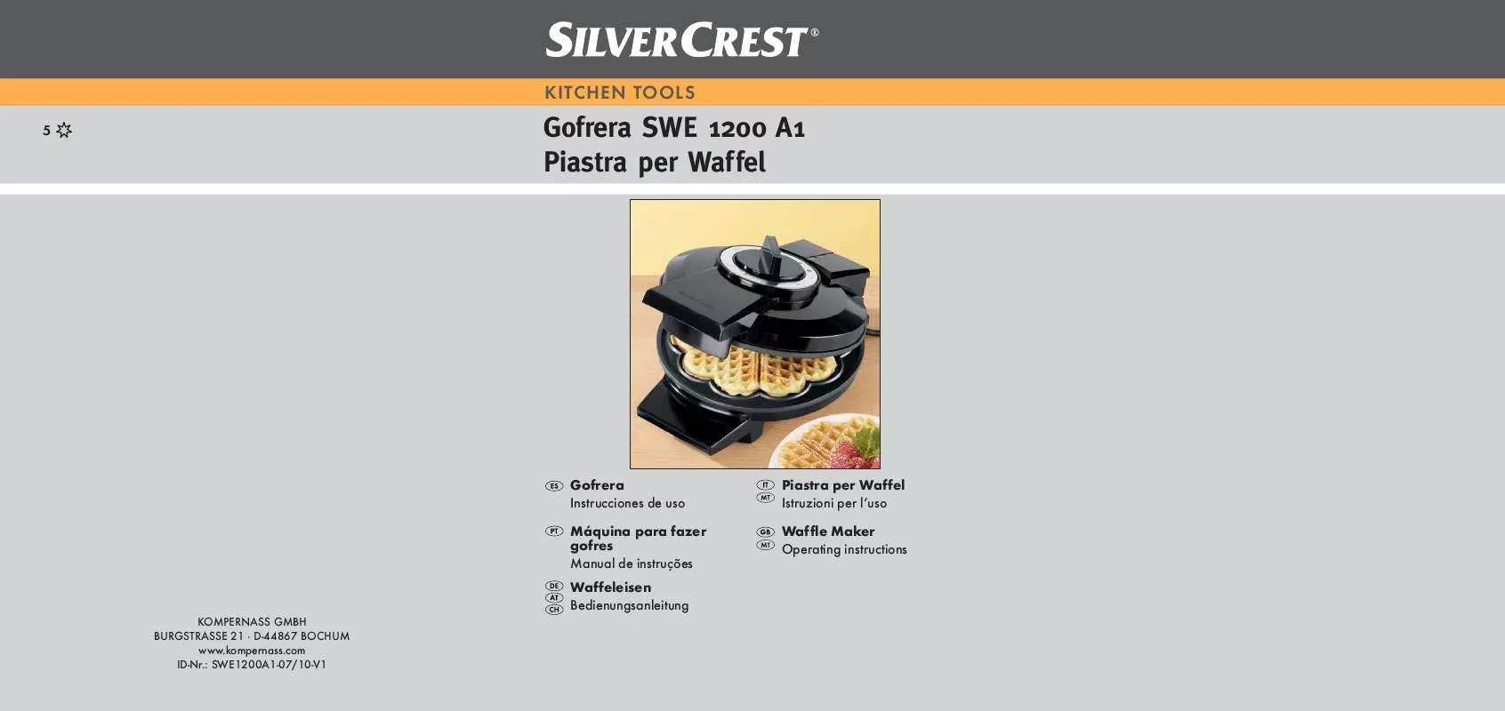 Mode d'emploi SILVERCREST SWE 1200 A1 WAFFLE MAKER