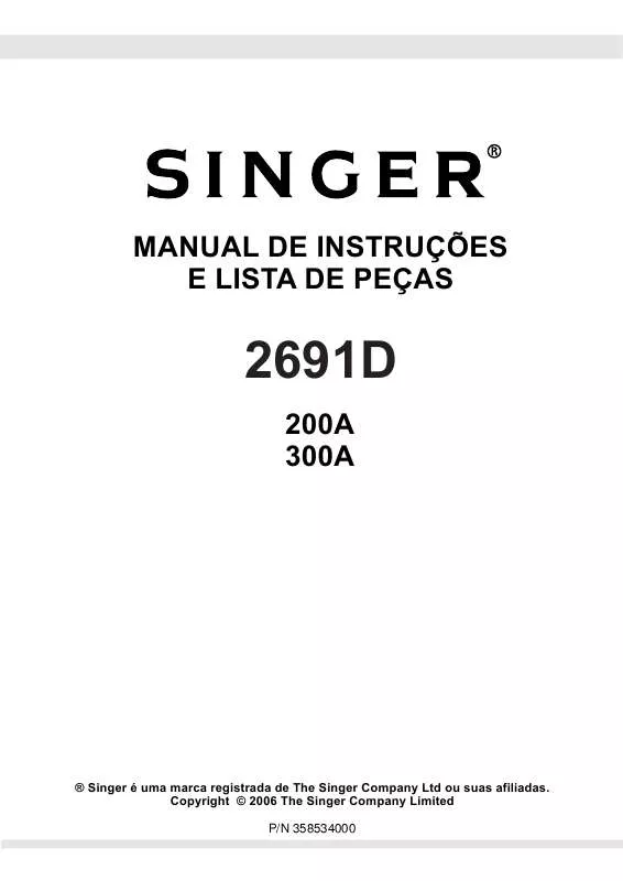 Mode d'emploi SINGER 2691D-200A