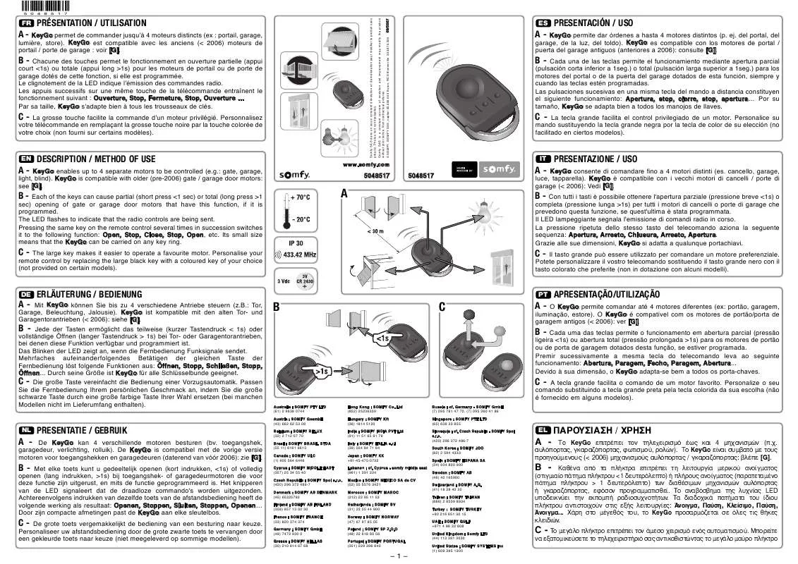 Mode d'emploi SOMFY KEYGO