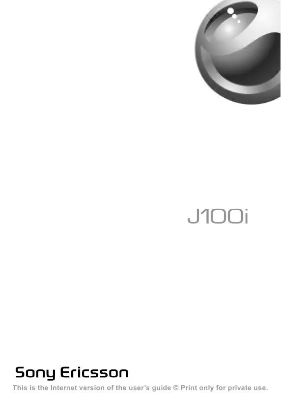 Mode d'emploi SONY ERICSSON J100A