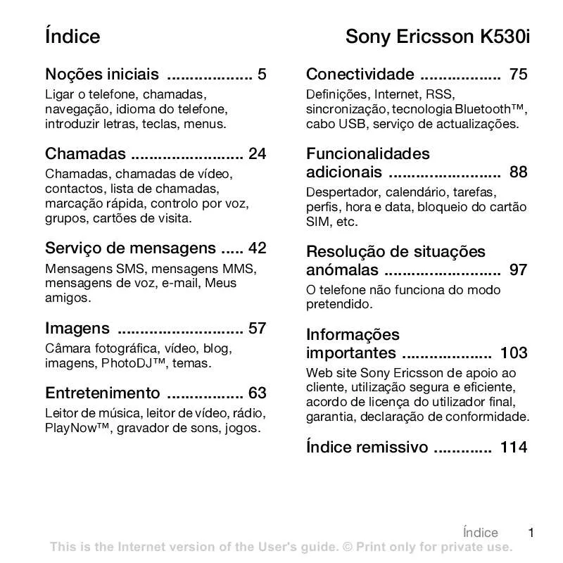 Mode d'emploi SONY ERICSSON K530