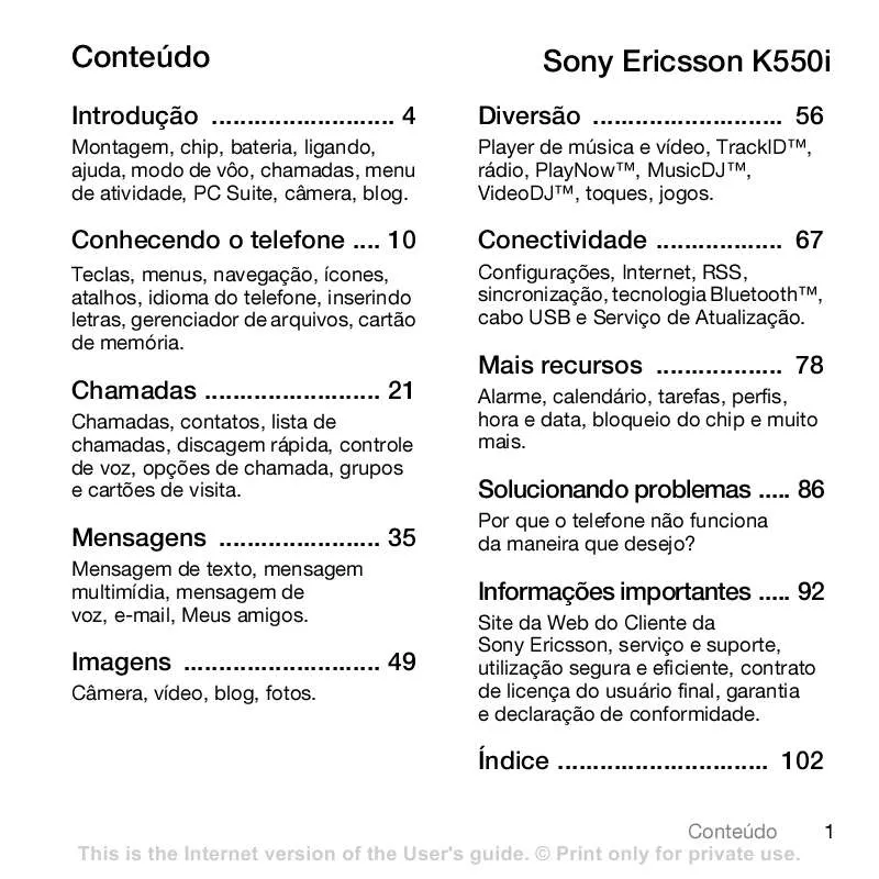 Mode d'emploi SONY ERICSSON K550