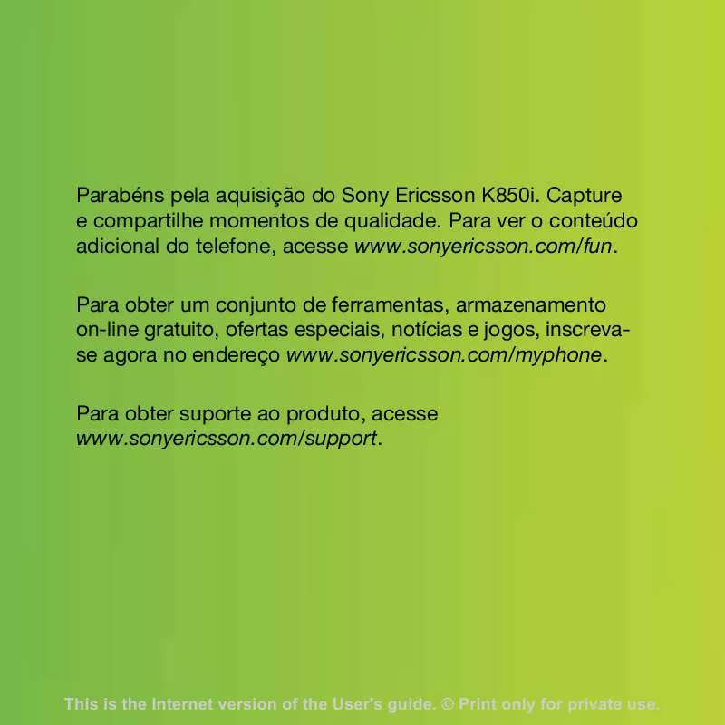 Mode d'emploi SONY ERICSSON K850I