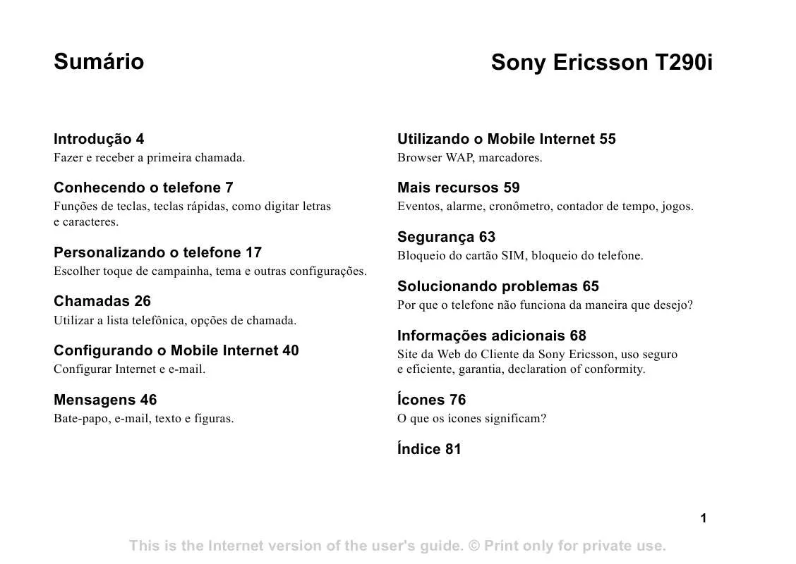 Mode d'emploi SONY ERICSSON T290I