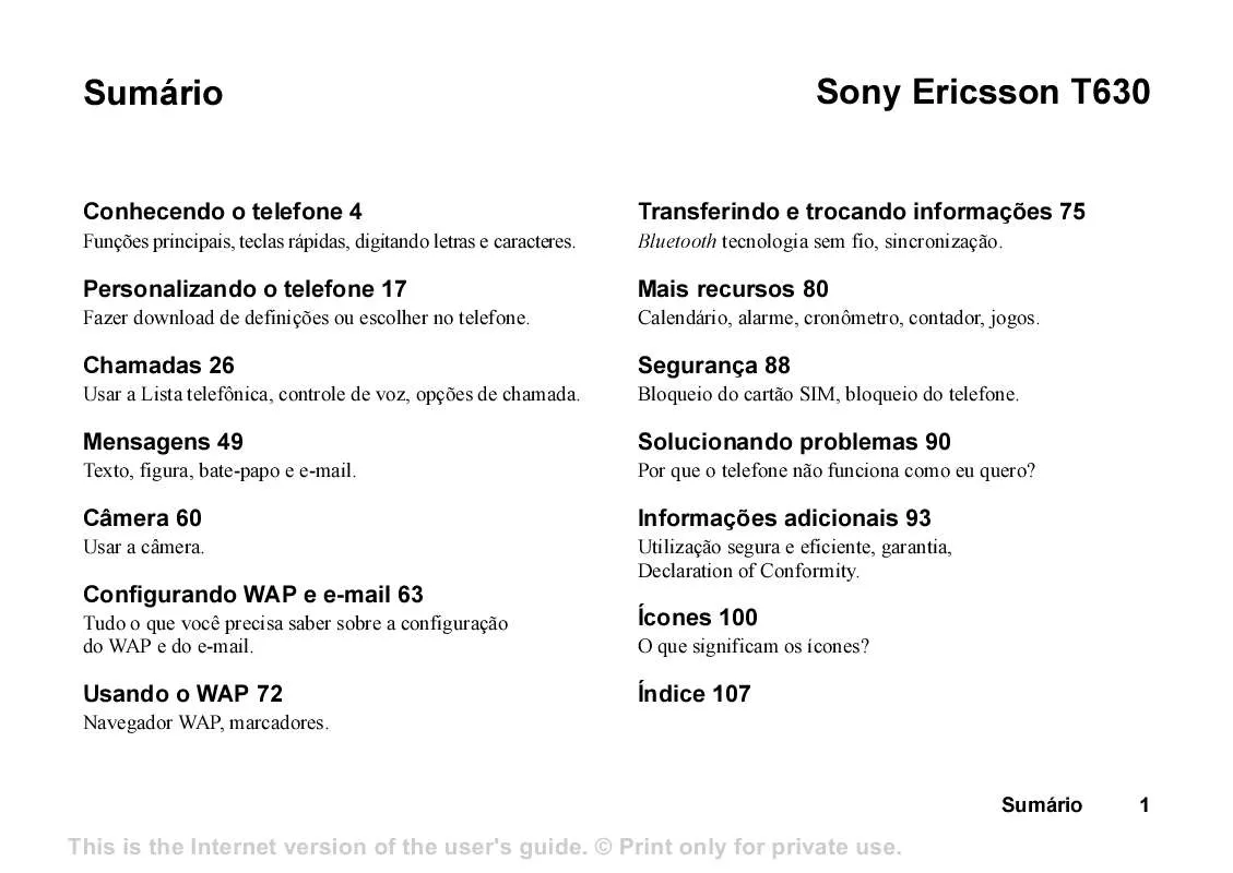 Mode d'emploi SONY ERICSSON T630