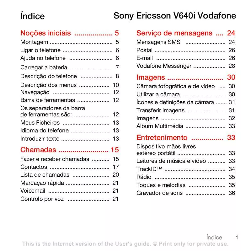 Mode d'emploi SONY ERICSSON V640