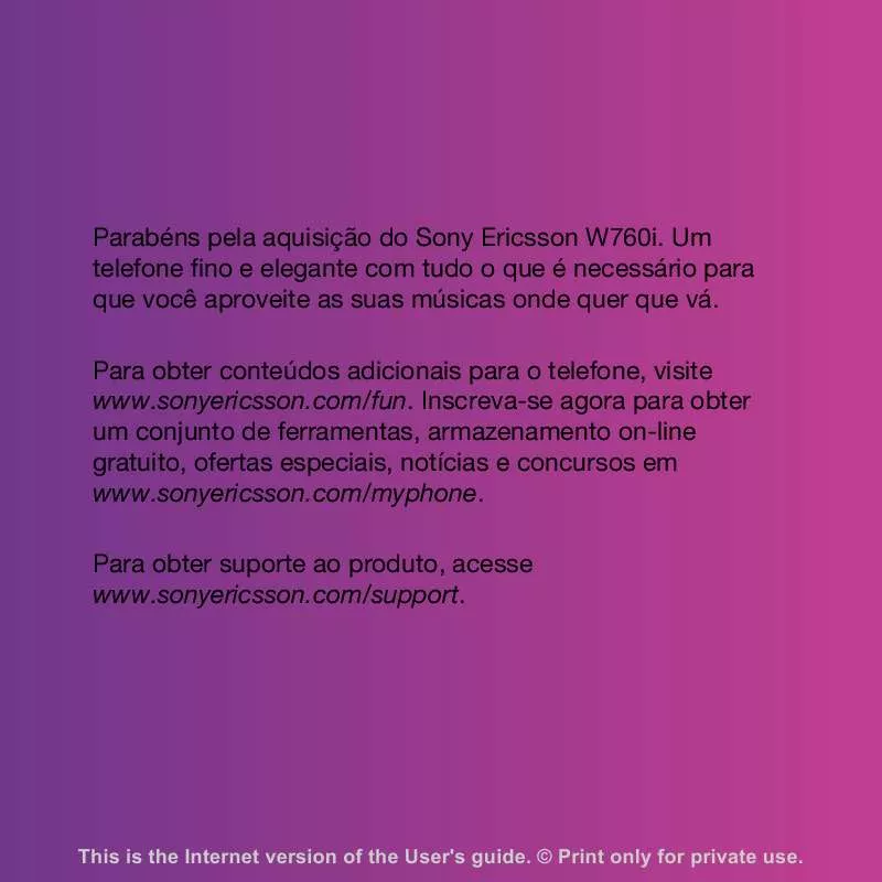 Mode d'emploi SONY ERICSSON W760