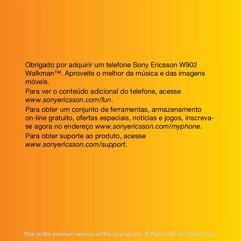 Mode d'emploi SONY ERICSSON W902