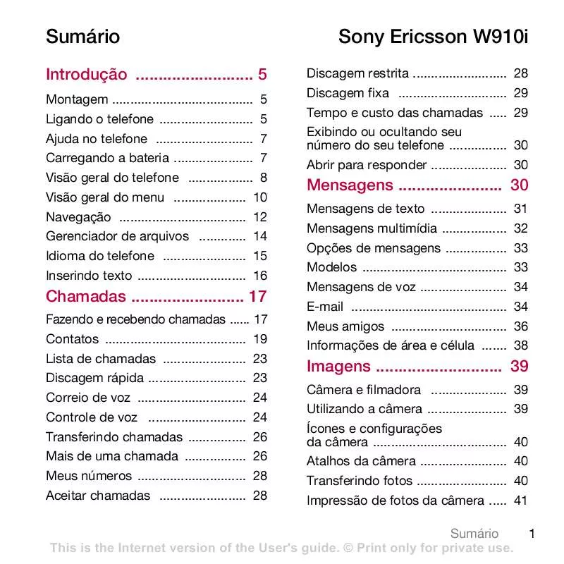 Mode d'emploi SONY ERICSSON W910