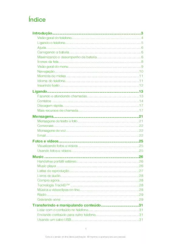 Mode d'emploi SONY ERICSSON XPERIA