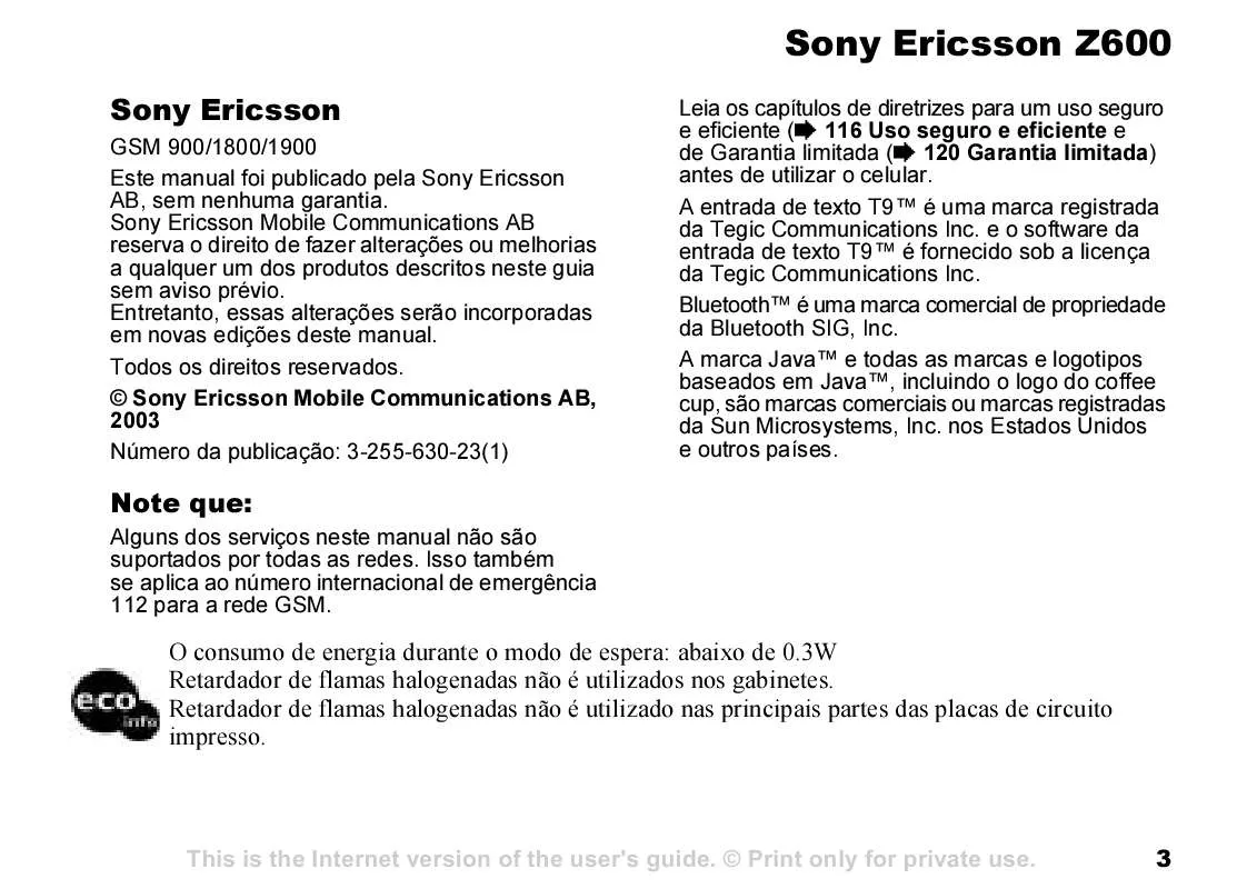 Mode d'emploi SONY ERICSSON Z600