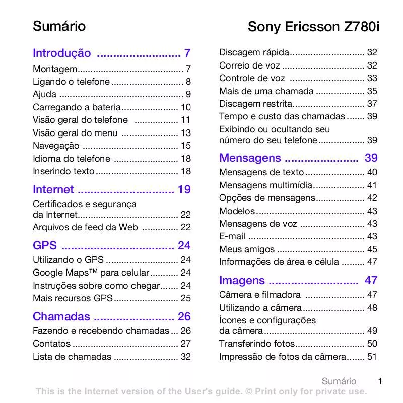 Mode d'emploi SONY ERICSSON Z780I