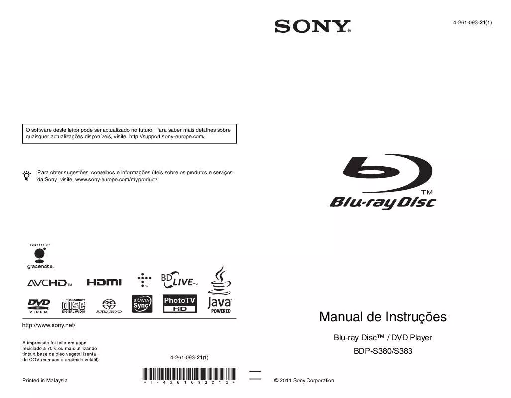 Mode d'emploi SONY BDP-S383