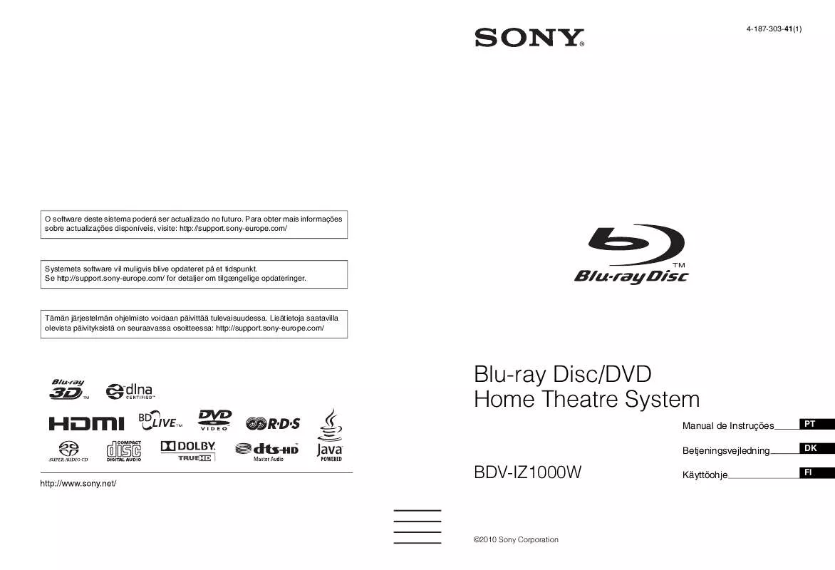 Mode d'emploi SONY BDV-IZ1000W