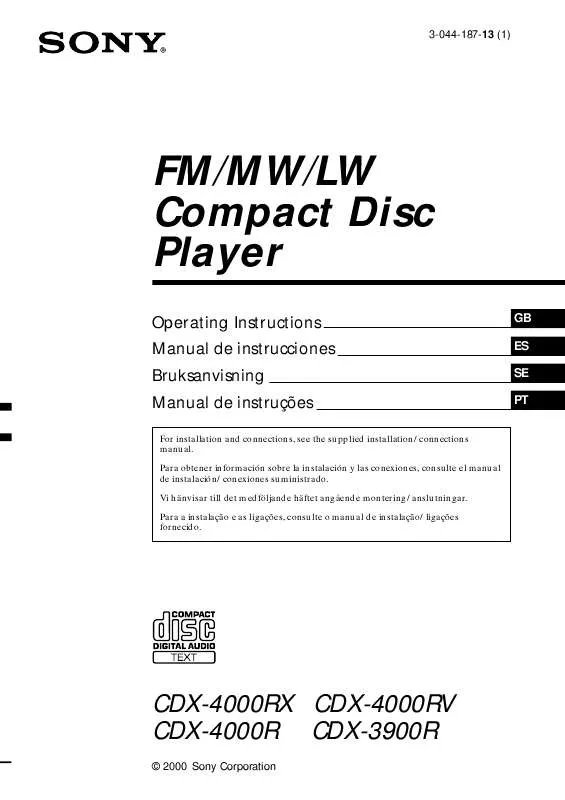 Mode d'emploi SONY CDX-4000RV