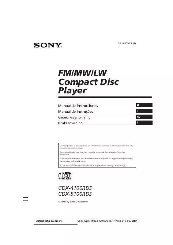 Mode d'emploi SONY CDX-5100RDS