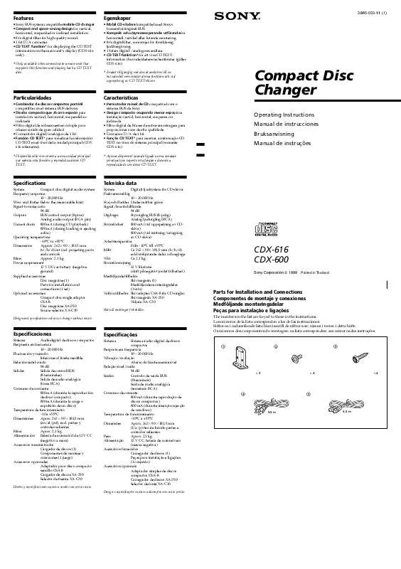 Mode d'emploi SONY CDX-616