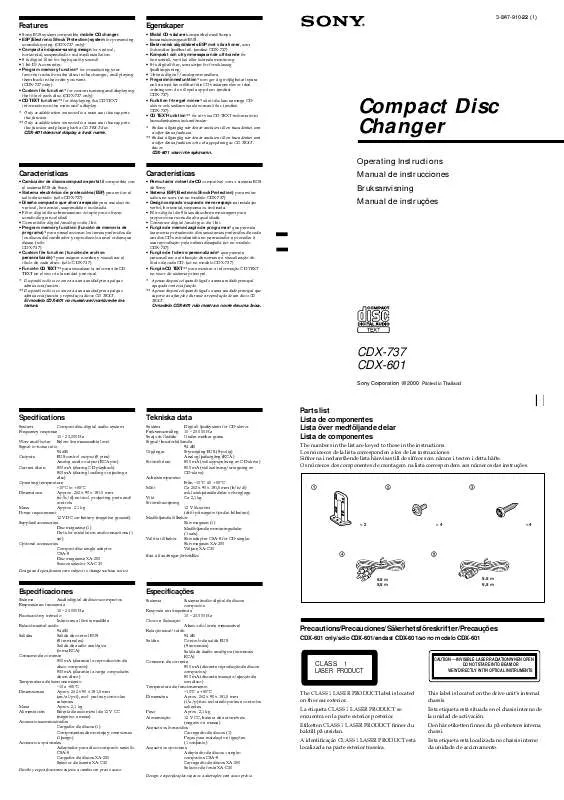 Mode d'emploi SONY CDX-737