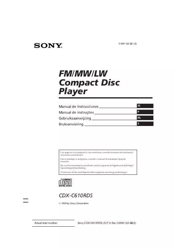 Mode d'emploi SONY CDX-C610RDS