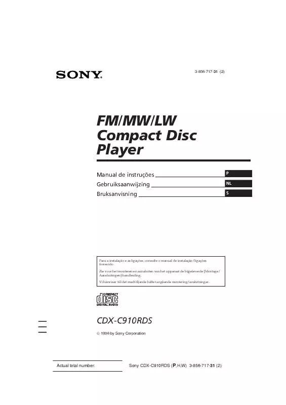 Mode d'emploi SONY CDX-C910RDS