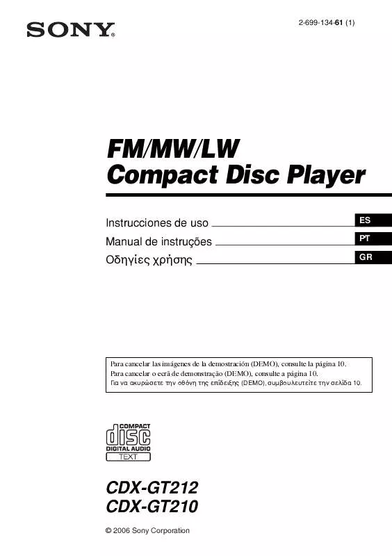 Mode d'emploi SONY CDX-GT210