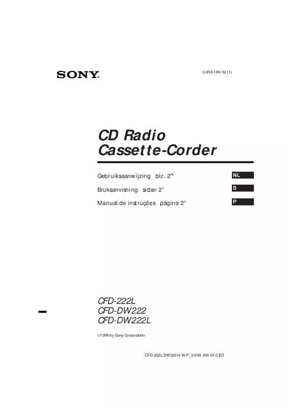 Mode d'emploi SONY CFD-DW222