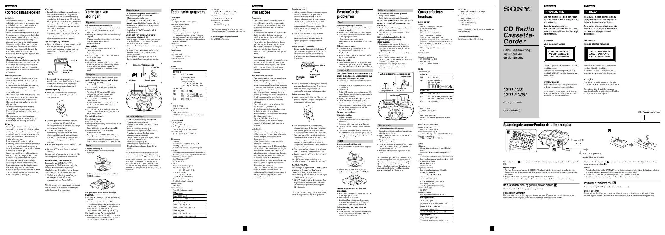 Mode d'emploi SONY CFD-G35