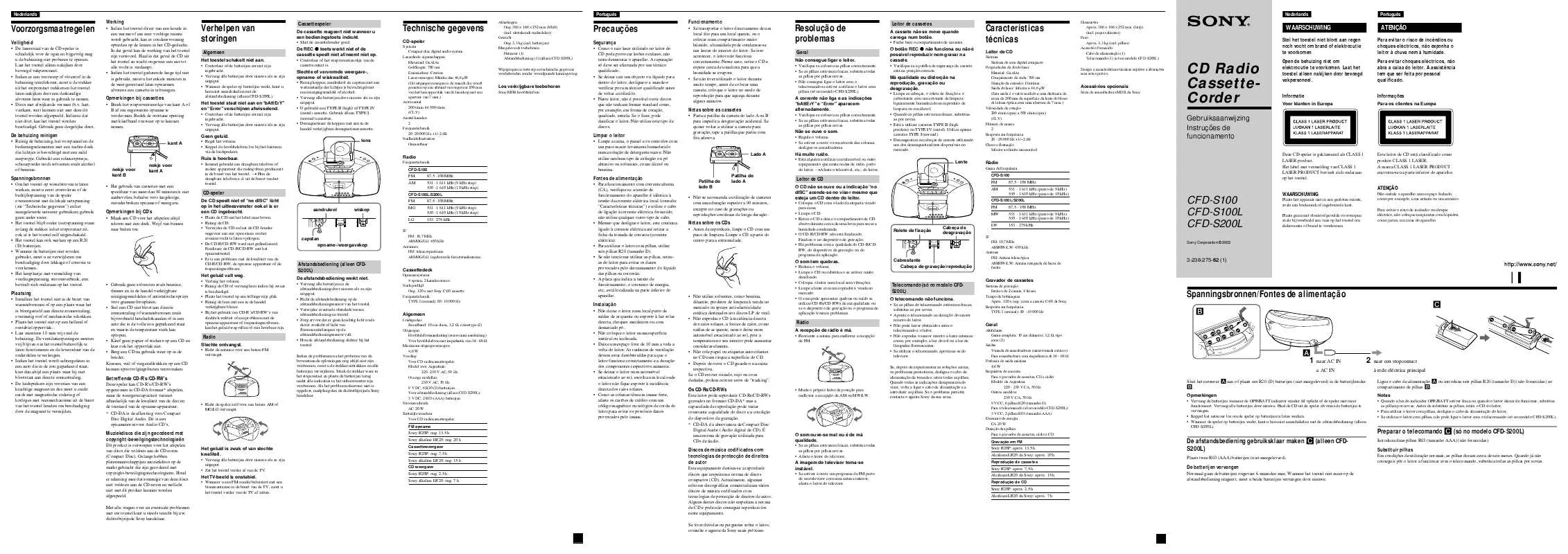 Mode d'emploi SONY CFD-S100