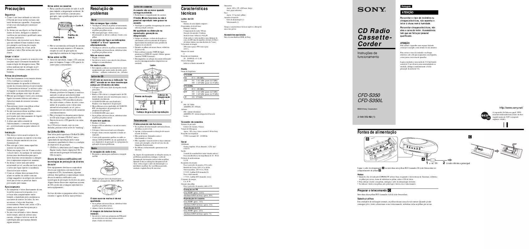 Mode d'emploi SONY CFD-S350L
