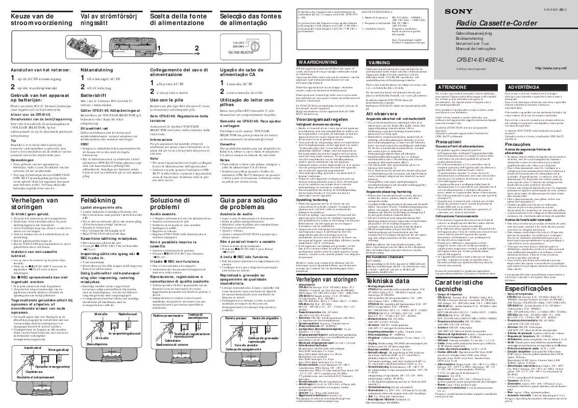 Mode d'emploi SONY CFS-E14S