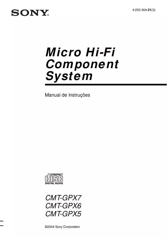 Mode d'emploi SONY CMT-GPX6