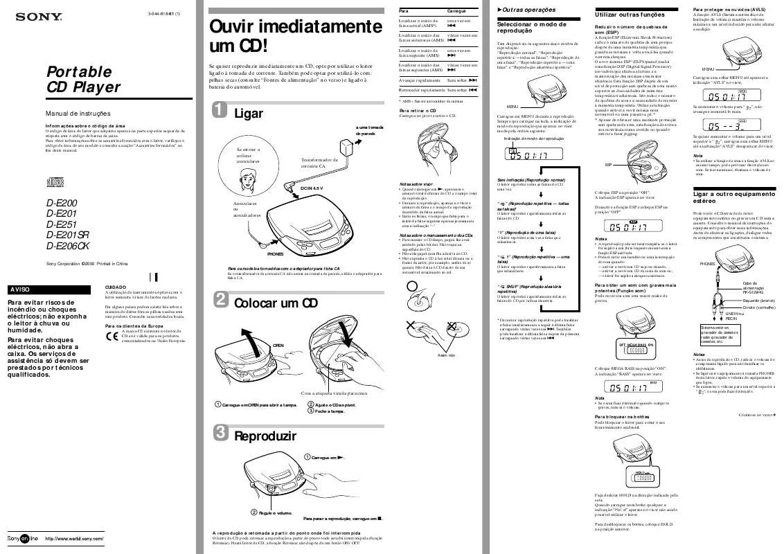 Mode d'emploi SONY D-E206CK