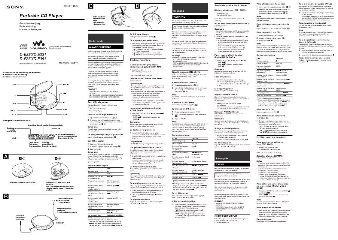 Mode d'emploi SONY D-E331