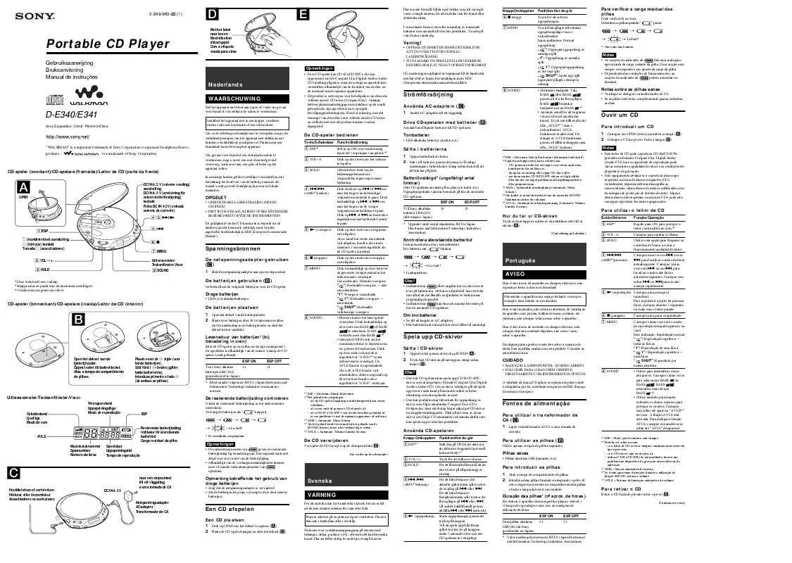 Mode d'emploi SONY D-E341