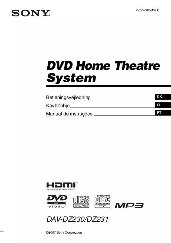 Mode d'emploi SONY DAV-DZ230