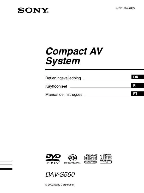 Mode d'emploi SONY DAV-S550