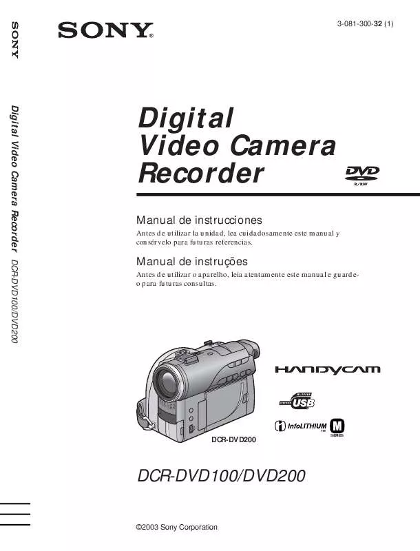 Mode d'emploi SONY DCR-DVD100