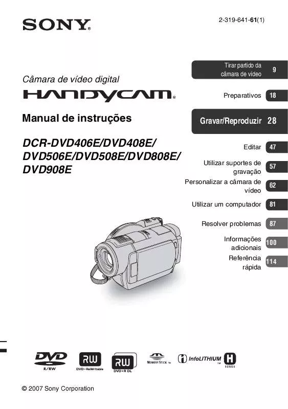 Mode d'emploi SONY DCR-DVD408E