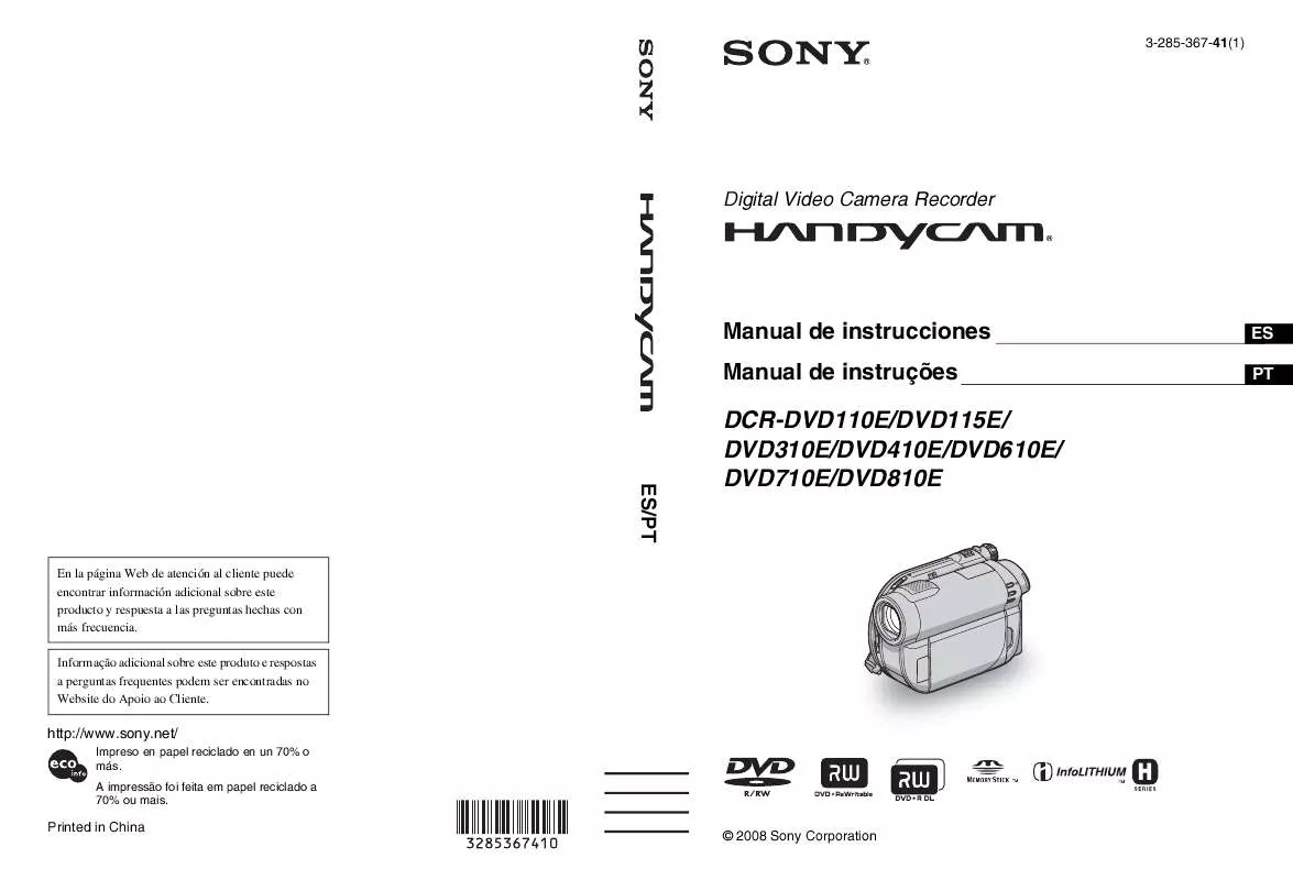 Mode d'emploi SONY DCR-DVD810E