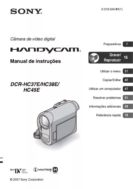 Mode d'emploi SONY DCR-HC45E