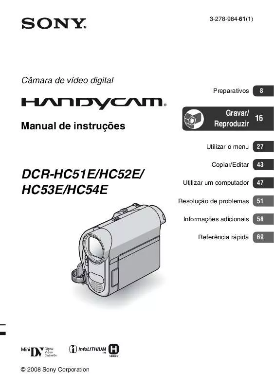 Mode d'emploi SONY DCR-HC51E