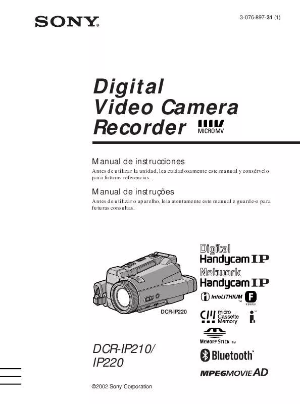 Mode d'emploi SONY DCR-IP210