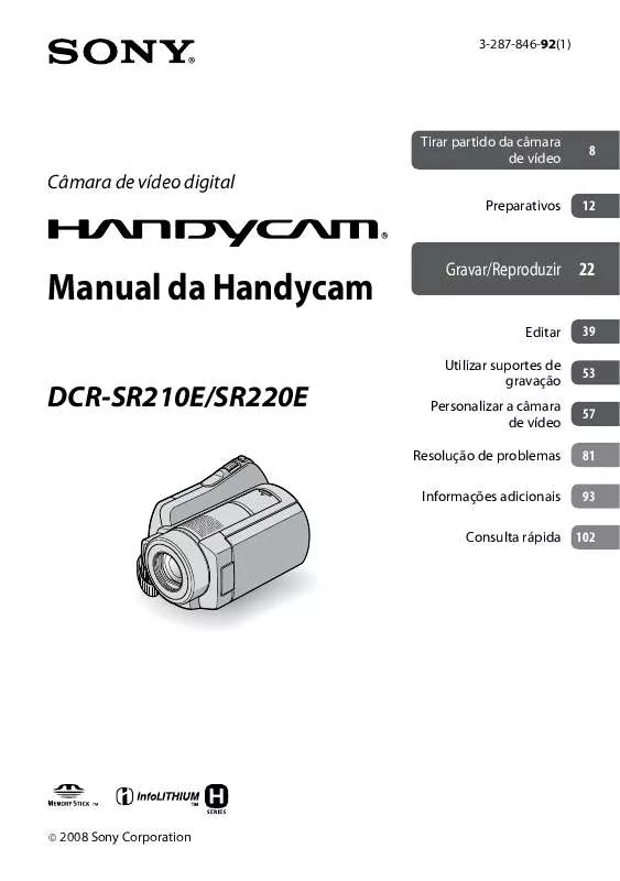 Mode d'emploi SONY DCR-SR210E