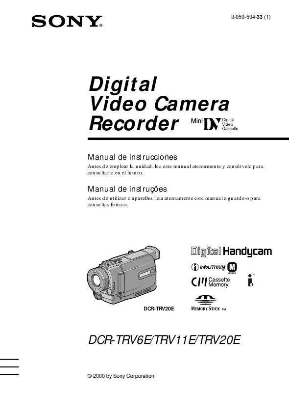 Mode d'emploi SONY DCR-TRV11E