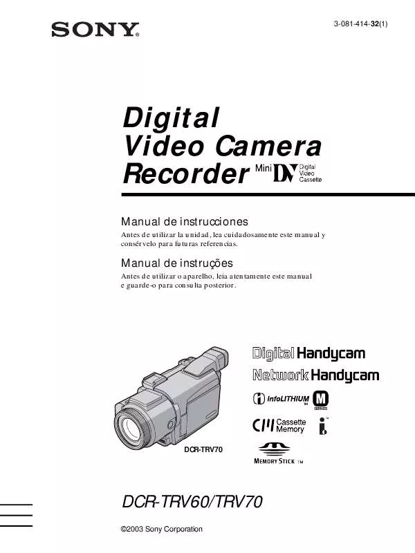 Mode d'emploi SONY DCR-TRV60