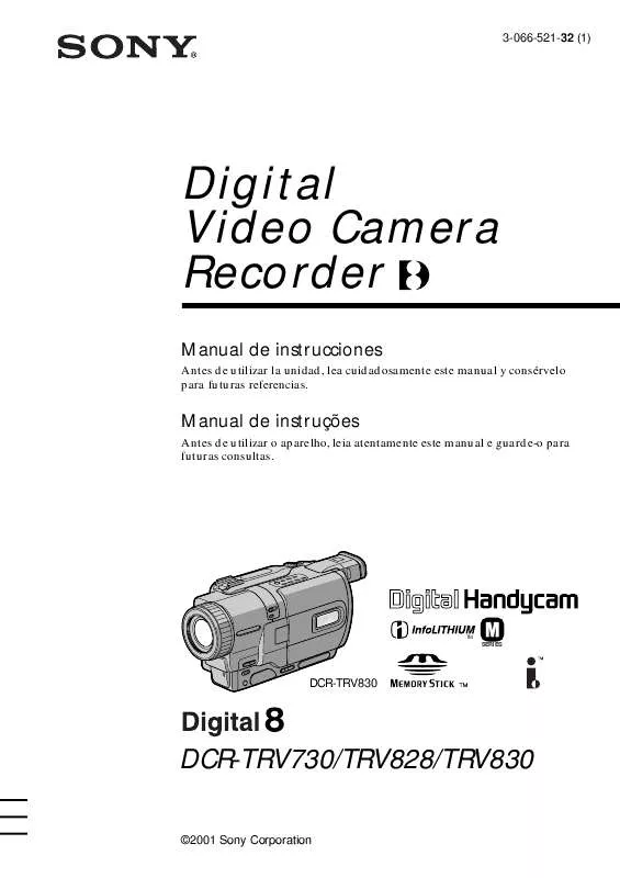 Mode d'emploi SONY DCR-TRV828