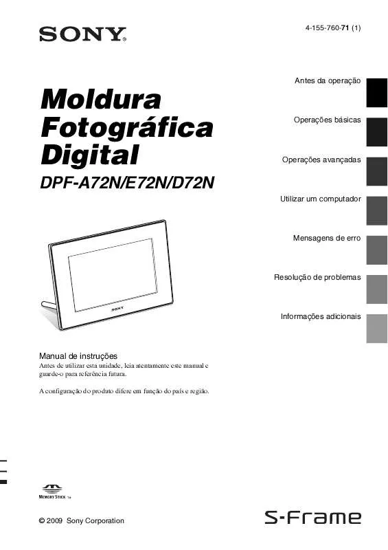 Mode d'emploi SONY DPF-A72N