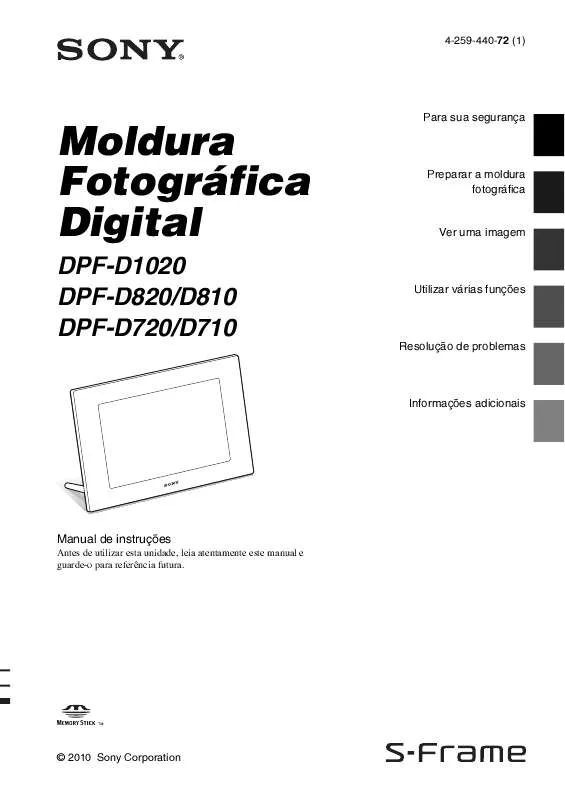 Mode d'emploi SONY DPF-D1020